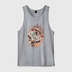 Майка мужская хлопок Тоторо - матрёшка, цвет: меланж