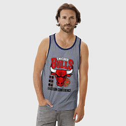 Майка мужская хлопок Chicago Bulls NBA, цвет: синяя тельняшка — фото 2