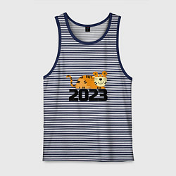 Майка мужская хлопок Тигричек, цвет: синяя тельняшка