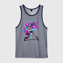 Майка мужская хлопок LOL JINX БРЫЗГИ КРАСОК, цвет: синяя тельняшка