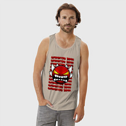 Майка мужская хлопок GEOMETRY DASH КРАСНЫЙ ОГНЕННЫЙ ДЕМОН, цвет: миндальный — фото 2