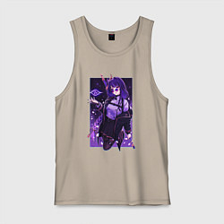 Майка мужская хлопок Баал модная Шогун Райден Геншин, цвет: миндальный