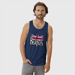 Майка мужская хлопок The Beatles Great Britain Битлз, цвет: тёмно-синий — фото 2