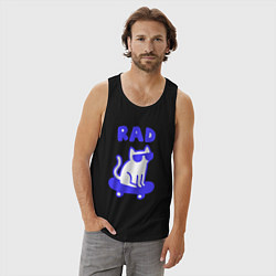 Майка мужская хлопок Кот и скейт 1, цвет: черный — фото 2