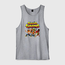 Майка мужская хлопок Subway Surfers персонажи, цвет: меланж