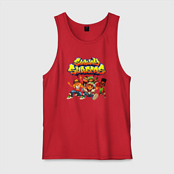 Майка мужская хлопок Subway Surfers персонажи, цвет: красный