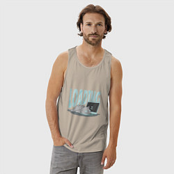 Майка мужская хлопок Загрузка Кот программист, цвет: миндальный — фото 2