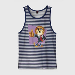 Майка мужская хлопок Lion - boss, цвет: синяя тельняшка