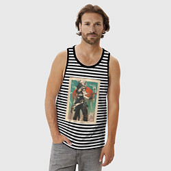 Майка мужская хлопок Jett art, цвет: черная тельняшка — фото 2