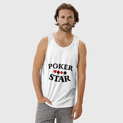 Майка мужская хлопок Poker Star, цвет: белый — фото 2