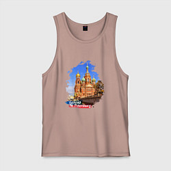 Майка мужская хлопок Путешествие Санкт-Петербург Россия, цвет: пыльно-розовый