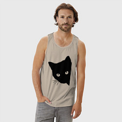 Майка мужская хлопок Всё тот же чёрный котяра!, цвет: миндальный — фото 2