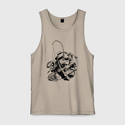 Майка мужская хлопок Ловля окуня, цвет: миндальный