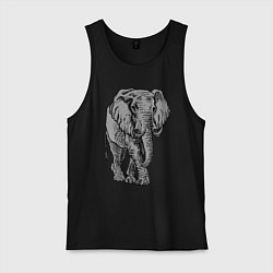 Майка мужская хлопок Огромный могучий слон, цвет: черный