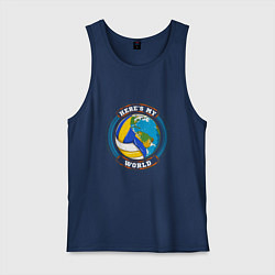 Майка мужская хлопок World - Volleyball, цвет: тёмно-синий