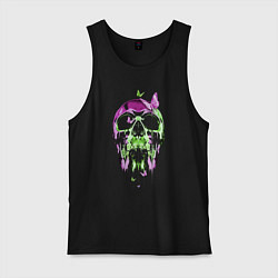 Майка мужская хлопок Skull & Butterfly Neon, цвет: черный