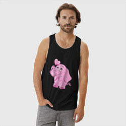 Майка мужская хлопок Розовый слонёнок, цвет: черный — фото 2