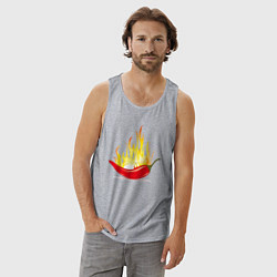 Майка мужская хлопок Перец в огне, цвет: меланж — фото 2