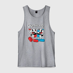 Майка мужская хлопок Cuphead Чашечки, цвет: меланж