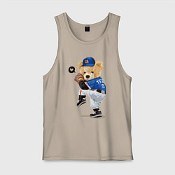 Майка мужская хлопок МИШКА БЕЙСБОЛИСТ, цвет: миндальный