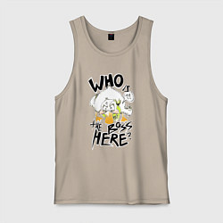 Майка мужская хлопок Утка босс, цвет: миндальный