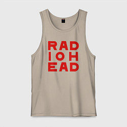 Майка мужская хлопок Radiohead большое красное лого, цвет: миндальный