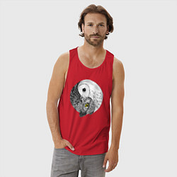 Майка мужская хлопок Инь Янь по совиному, цвет: красный — фото 2