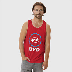 Майка мужская хлопок BYD в стиле Top Gear, цвет: красный — фото 2