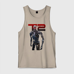 Майка мужская хлопок Terminator 2 - T800, цвет: миндальный