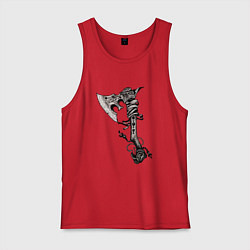 Майка мужская хлопок Крутой боевой тату-топор, цвет: красный