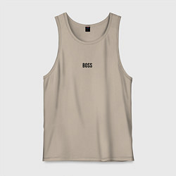 Майка мужская хлопок Boss Black Text, цвет: миндальный