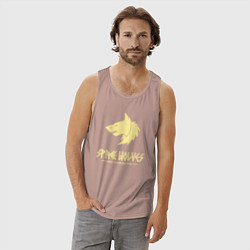 Майка мужская хлопок Космические волки лого винтаж, цвет: пыльно-розовый — фото 2