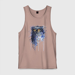 Мужская майка Прикольная сова в акварельном рисунке