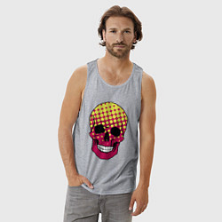 Майка мужская хлопок Pop-art skull, цвет: меланж — фото 2