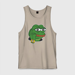 Майка мужская хлопок Пепе Лягушонок советует думать, цвет: миндальный