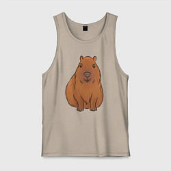 Мужская майка Капибара сидит и радуется