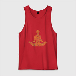 Майка мужская хлопок Медитация смайлики, цвет: красный