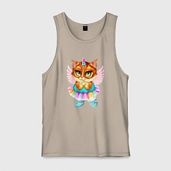 Майка мужская хлопок Рыжая кошечка принцесса, цвет: миндальный