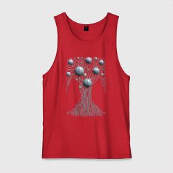 Майка мужская хлопок Абстрактное дерево со сферами, цвет: красный