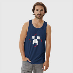 Майка мужская хлопок Символ Minecraft в красном ромбе, цвет: тёмно-синий — фото 2