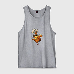 Майка мужская хлопок Белка против пьянства, цвет: меланж