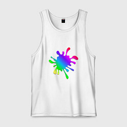 Майка мужская хлопок Разноцветная чернильная клякса, цвет: белый