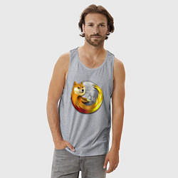 Майка мужская хлопок Пёсик Доге охватывает планету, цвет: меланж — фото 2