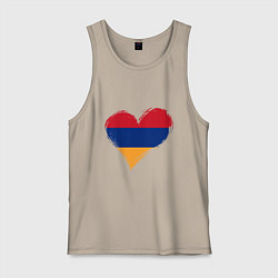 Майка мужская хлопок Сердце - Армения, цвет: миндальный