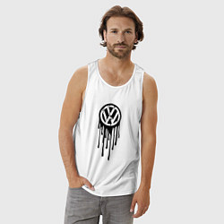 Майка мужская хлопок Volkswagen - art logo, цвет: белый — фото 2