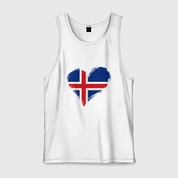 Майка мужская хлопок Сердце - Исландия, цвет: белый