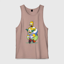 Мужская майка Гомер Симпсон и Клоун Красти едут на детском велос