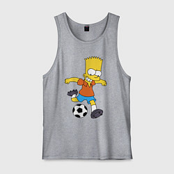 Майка мужская хлопок Барт Симпсон бьёт по футбольному мячу, цвет: меланж