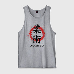 Майка мужская хлопок Jiu jitsu red splashes logo, цвет: меланж