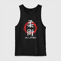 Майка мужская хлопок Jiu-jitsu red splashes, цвет: черный